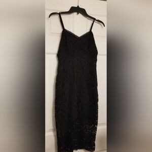 Mi Ami Womens Midi Small Size Black Lace Party Dress With Straps Formal